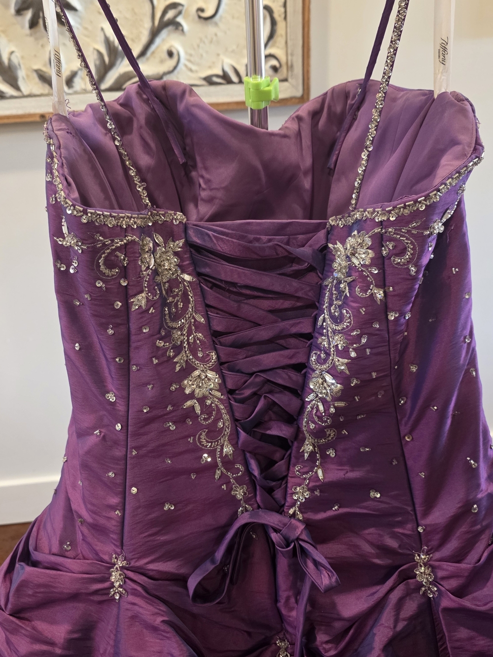 Tiffany Designs Size 14 Purple Beaded Corset Ball Gown Formal Prom/Pageant Dress - Picture 11 of 14